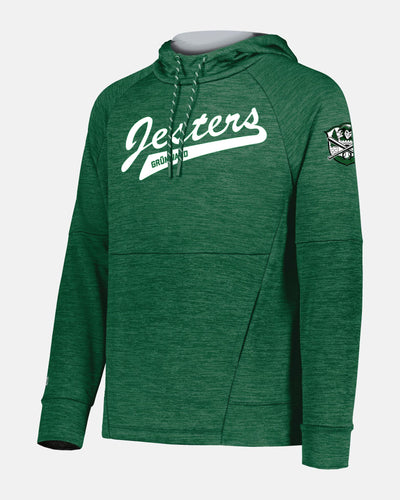 Holloway All-Pro Performance Fleece Hoodie "Grünwald Jesters", Script & Crest, heather dunkelgrün-DIAMOND PRIDE