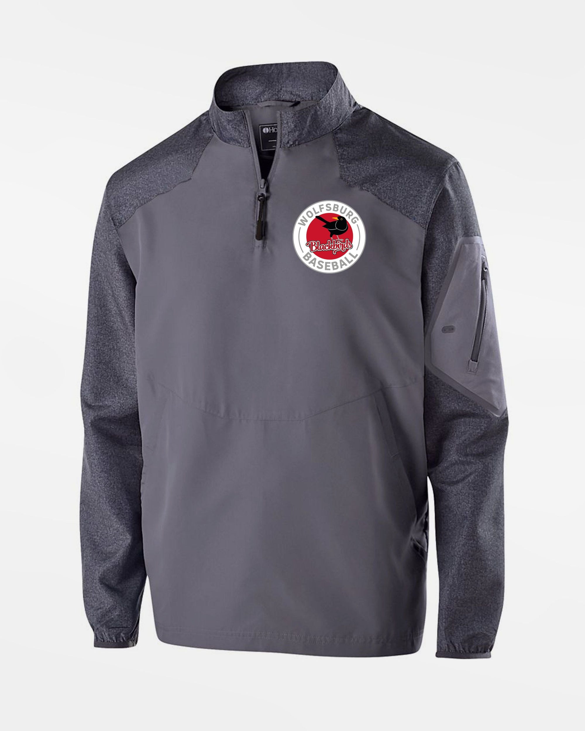 Holloway Raider Warmup Longsleeve Pullover "Wolfsburg Blackbirds", Crest, dunkelgrau-grau-DIAMOND PRIDE