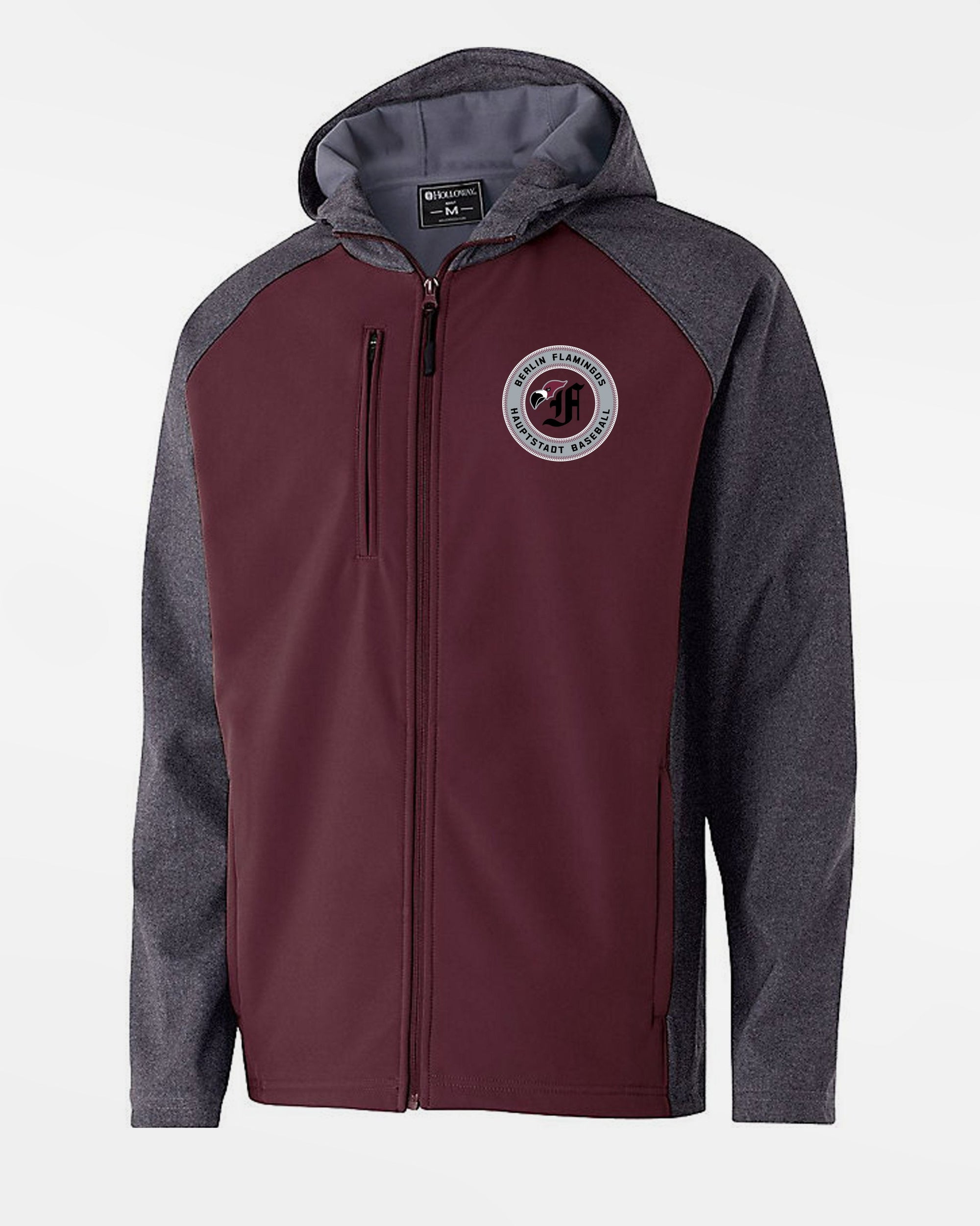 Holloway Raider Warmup Softshell Jacket "Berlin Flamingos", Crest Baseball, maroon rot - grau-DIAMOND PRIDE