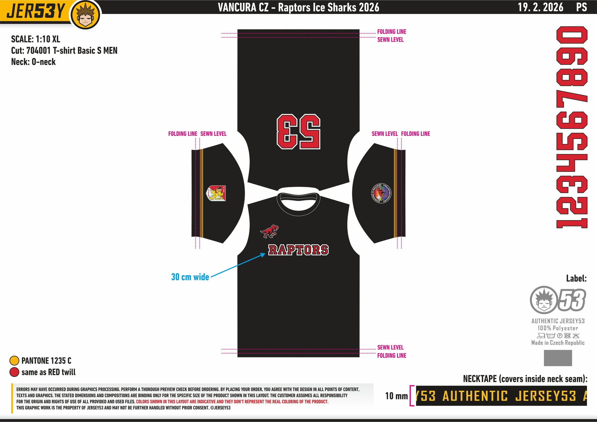 Jersey53 Official Game Jersey "Altdorf Raptors", BBQ Basic T-Shirt BUDGET schwarz-DIAMOND PRIDE