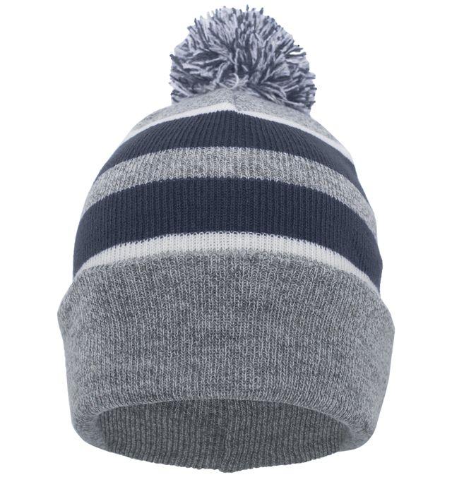 Pacific PomPom-Beanie "Heidenheim Heideköpfe", H, 3D Embroidery, grau-navy blau-weiss-DIAMOND PRIDE