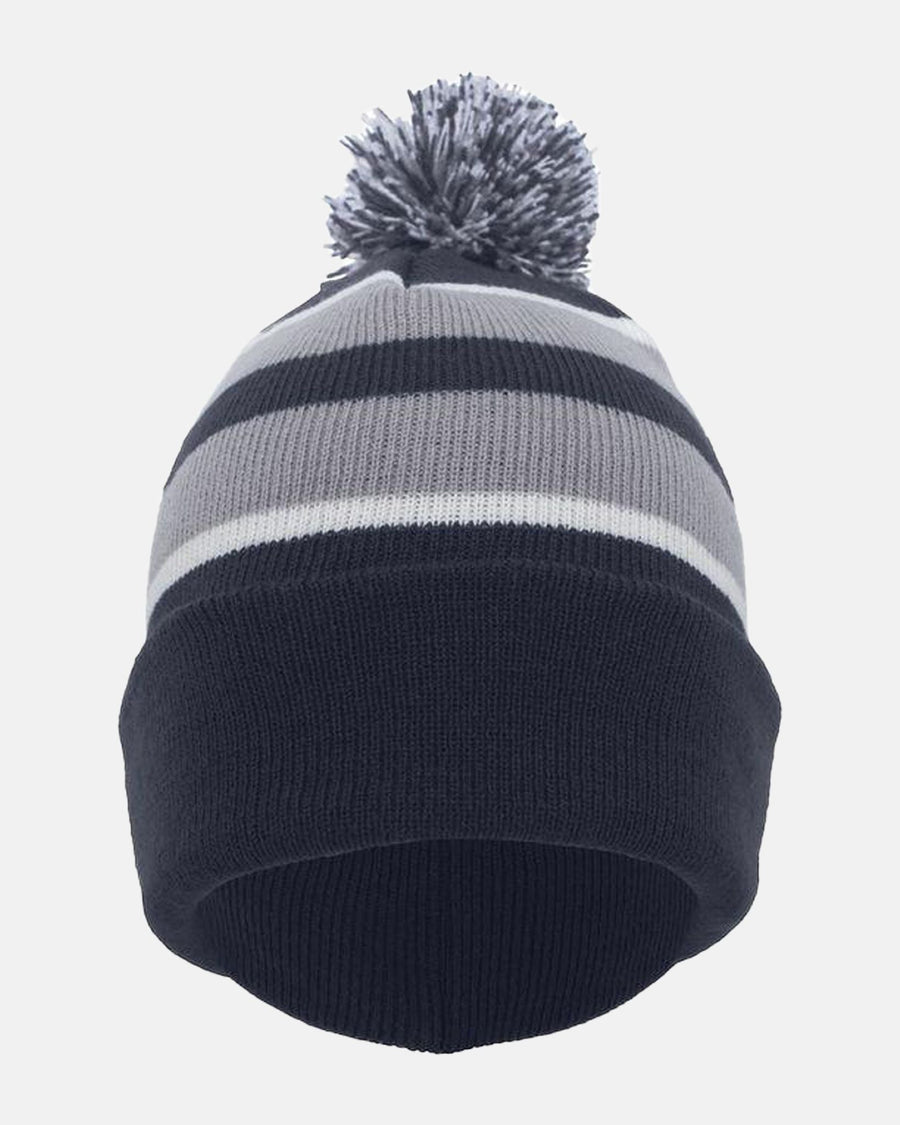 Pacific PomPom-Beanie "Heidenheim Heideköpfe", H, 3D Embroidery, navy blau-weiss-grau-DIAMOND PRIDE