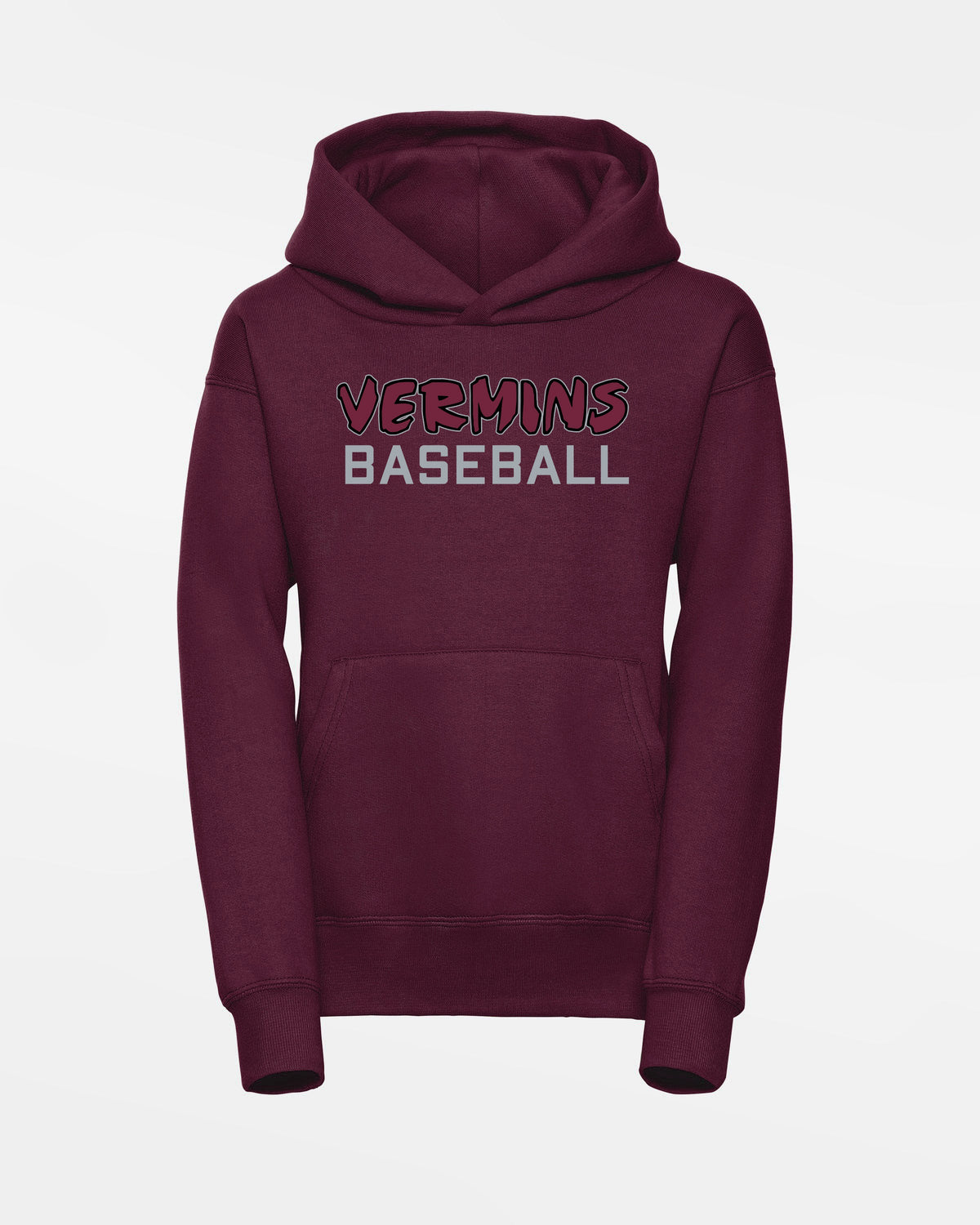 Russell Kids Basic Hoodie "Wesseling Vermins", Old Vermins Baseball, maroon-rot