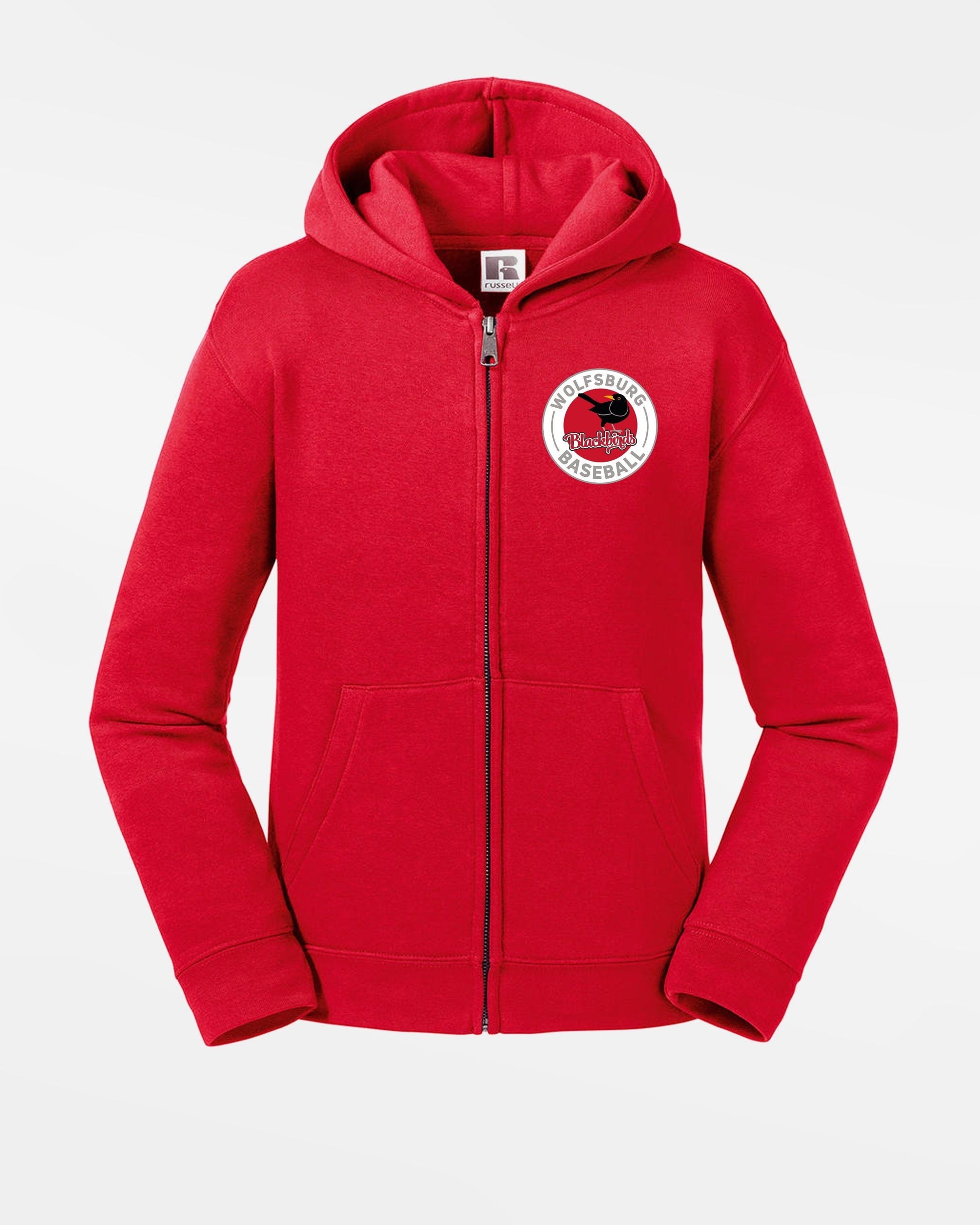 Russell Kids Premium Heavy Zip-Hoodie "Wolfsburg Blackbirds", Crest, rot-DIAMOND PRIDE