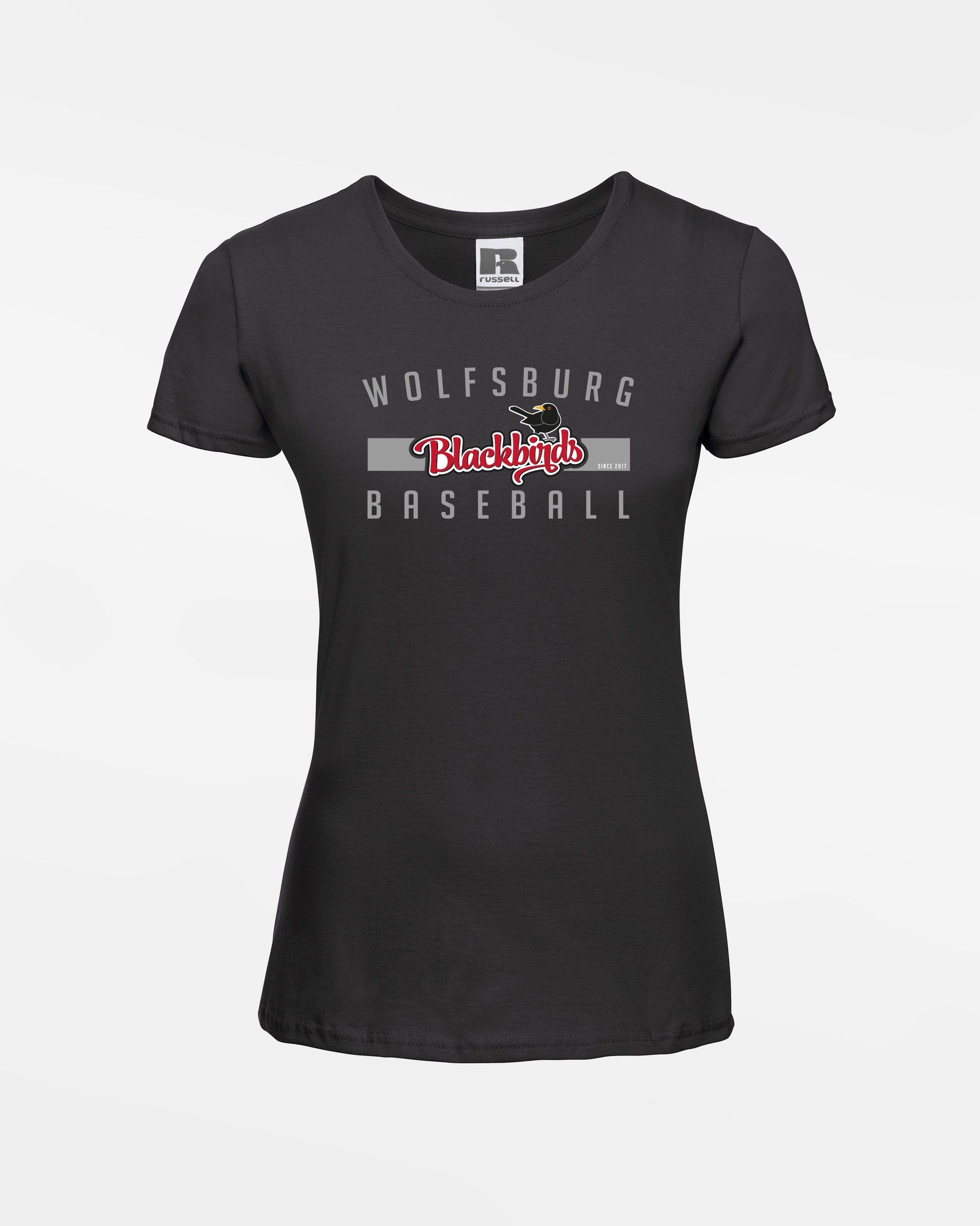 Russell Ladies Basic T-Shirt "Wolfsburg Blackbirds", Script, schwarz-DIAMOND PRIDE
