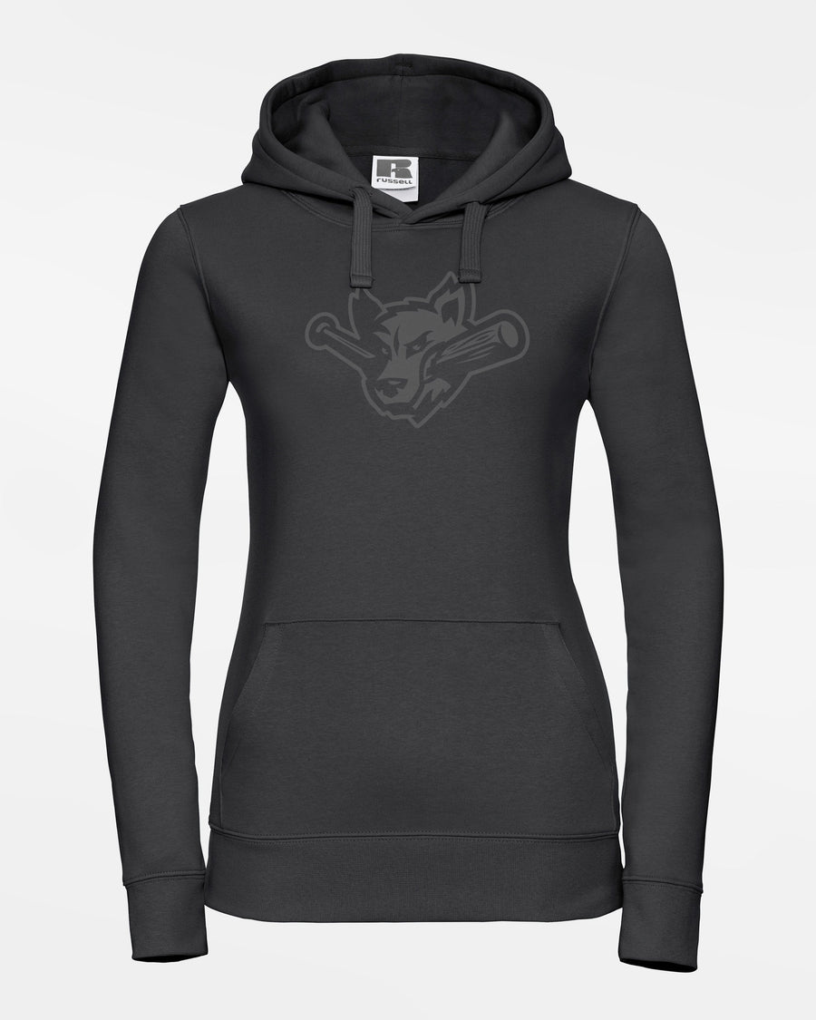 Russell Ladies Premium Heavy Hoodie "Laufer Wölfe", All-Black Wolf, schwarz-DIAMOND PRIDE