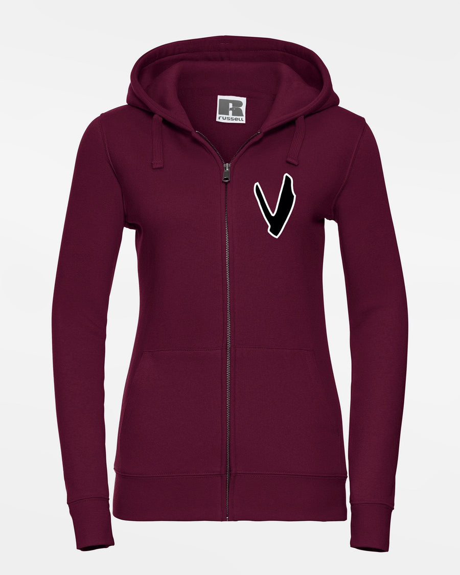 Russell Ladies Premium Heavy Zip-Hoodie "Wesseling Vermins", V, maroon-rot-DIAMOND PRIDE