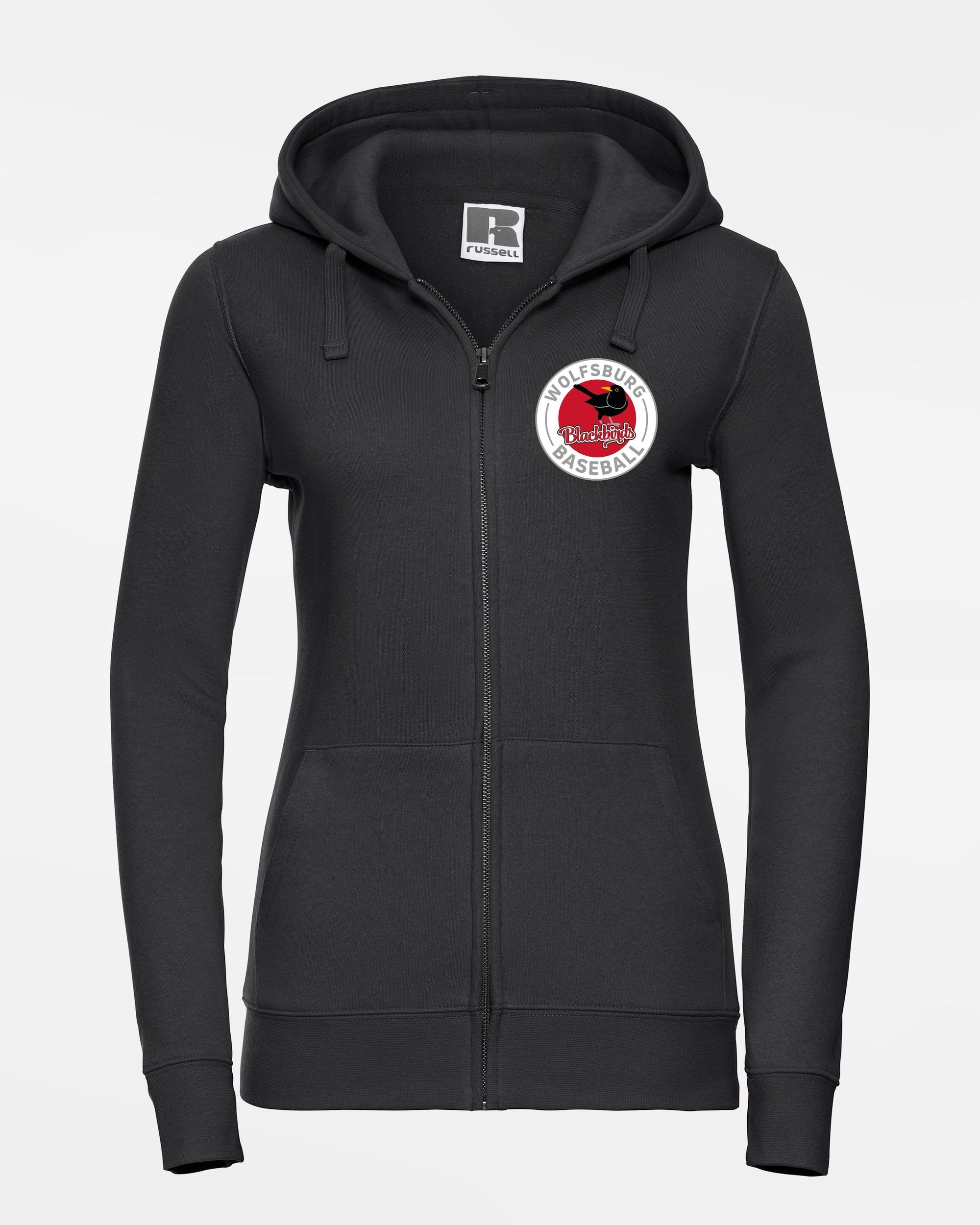 Russell Ladies Premium Heavy Zip-Hoodie "Wolfsburg Blackbirds", Crest, schwarz-DIAMOND PRIDE