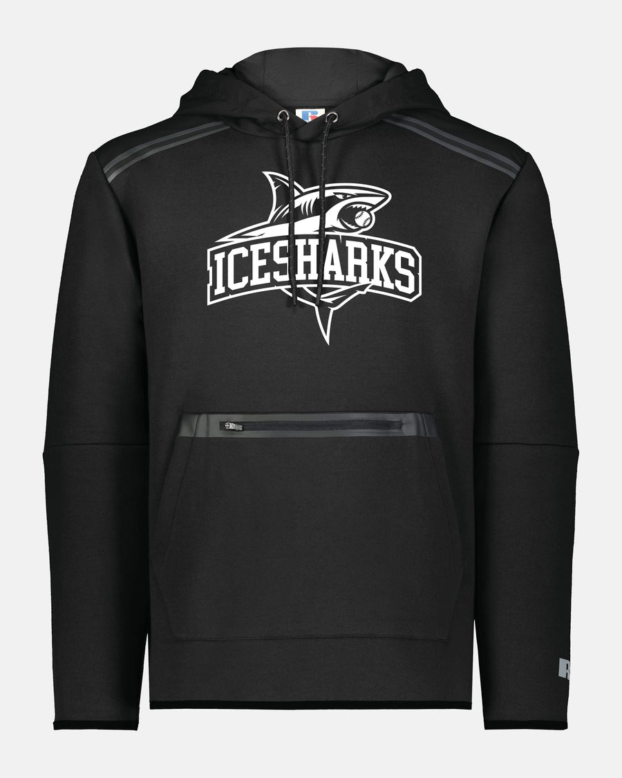 Russell Legend Long Sleeve Tech Fleece Hoodie "Altdorf Icesharks", Shark & Script, schwarz