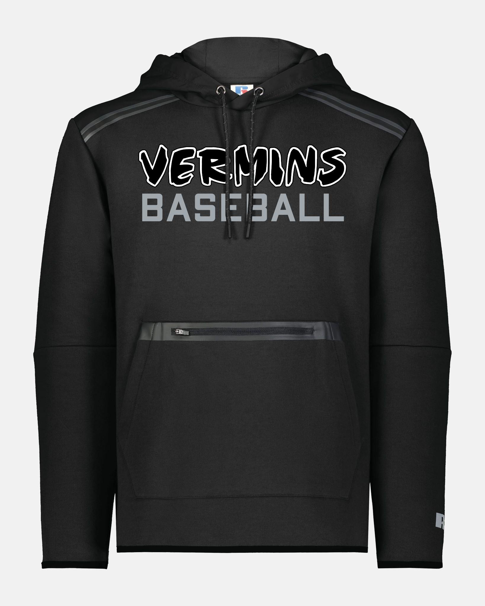 Russell Legend Long Sleeve Tech Fleece Hoodie "Wesseling Vermins", Old Vermins Baseball, schwarz