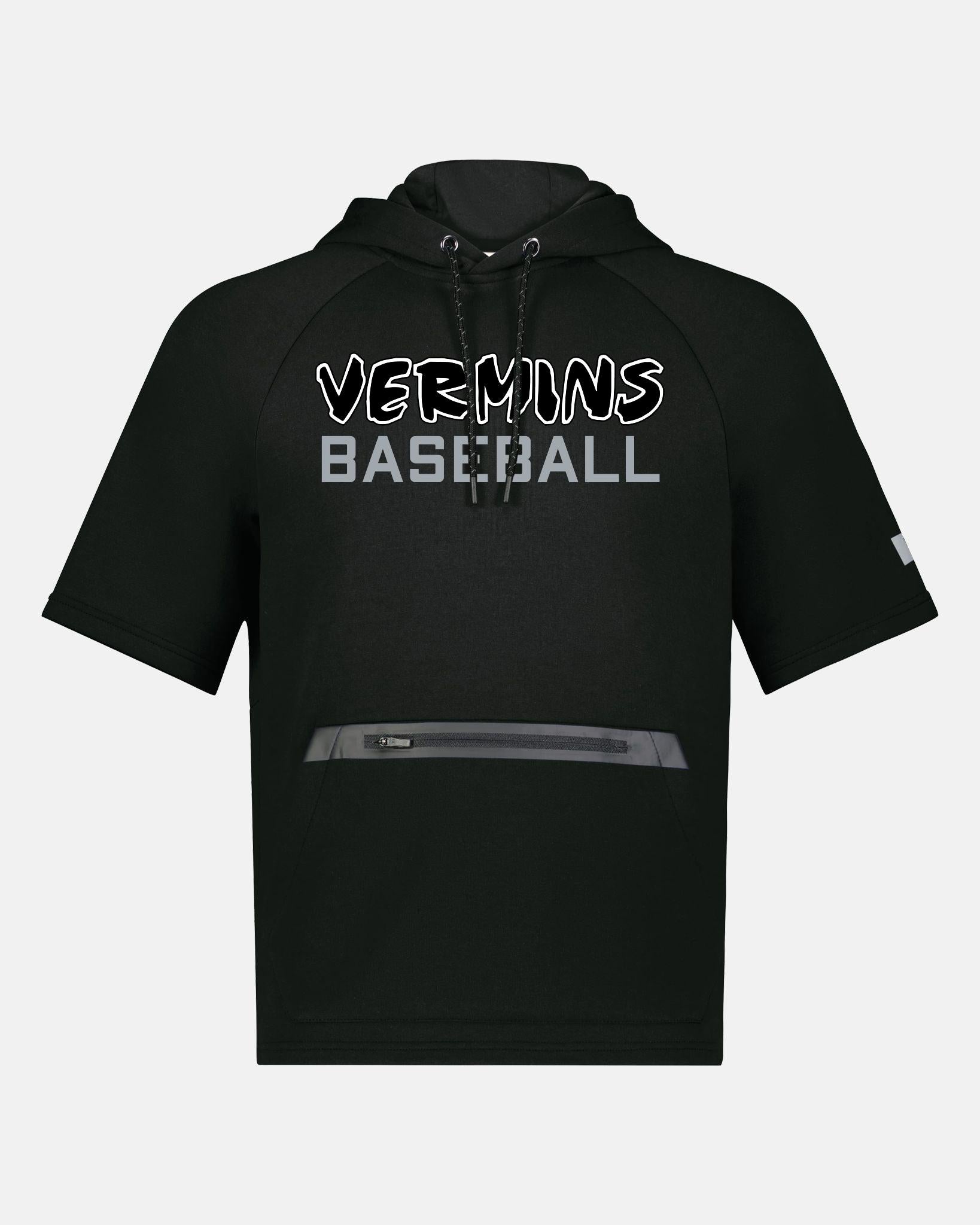 Russell Legend Short Sleeve Tech Fleece Hoodie "Wesseling Vermins", Old Vermins Baseball, schwarz