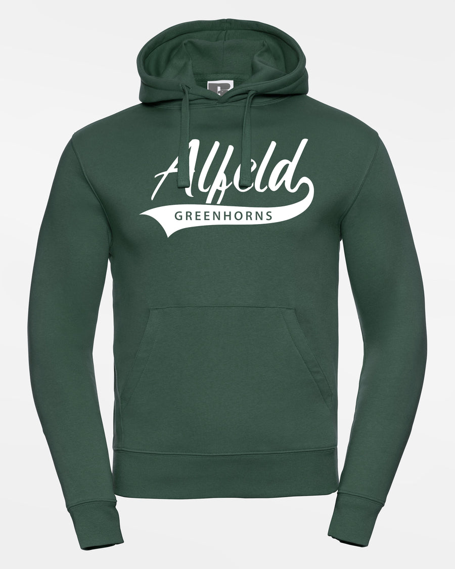 Russell Premium Heavy Hoodie "Alfeld Greenhorns", Script, dunkelgrün-DIAMOND PRIDE