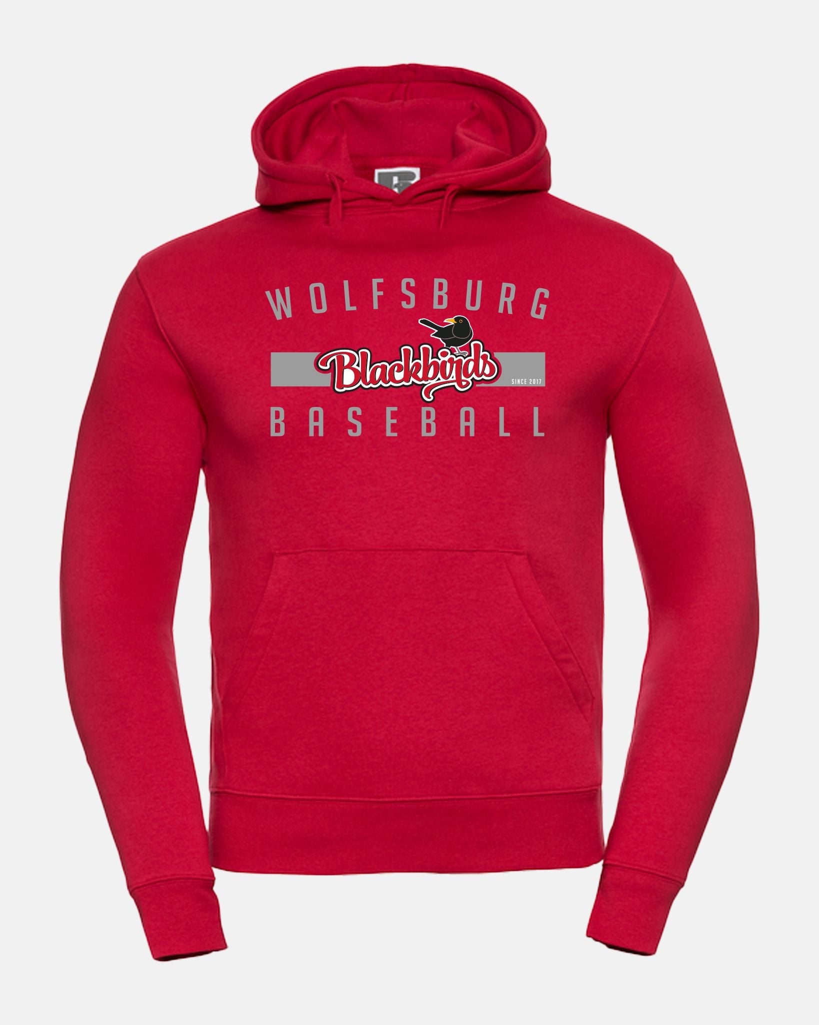 Russell Premium Heavy Hoodie "Wolfsburg Blackbirds", Script, rot-DIAMOND PRIDE