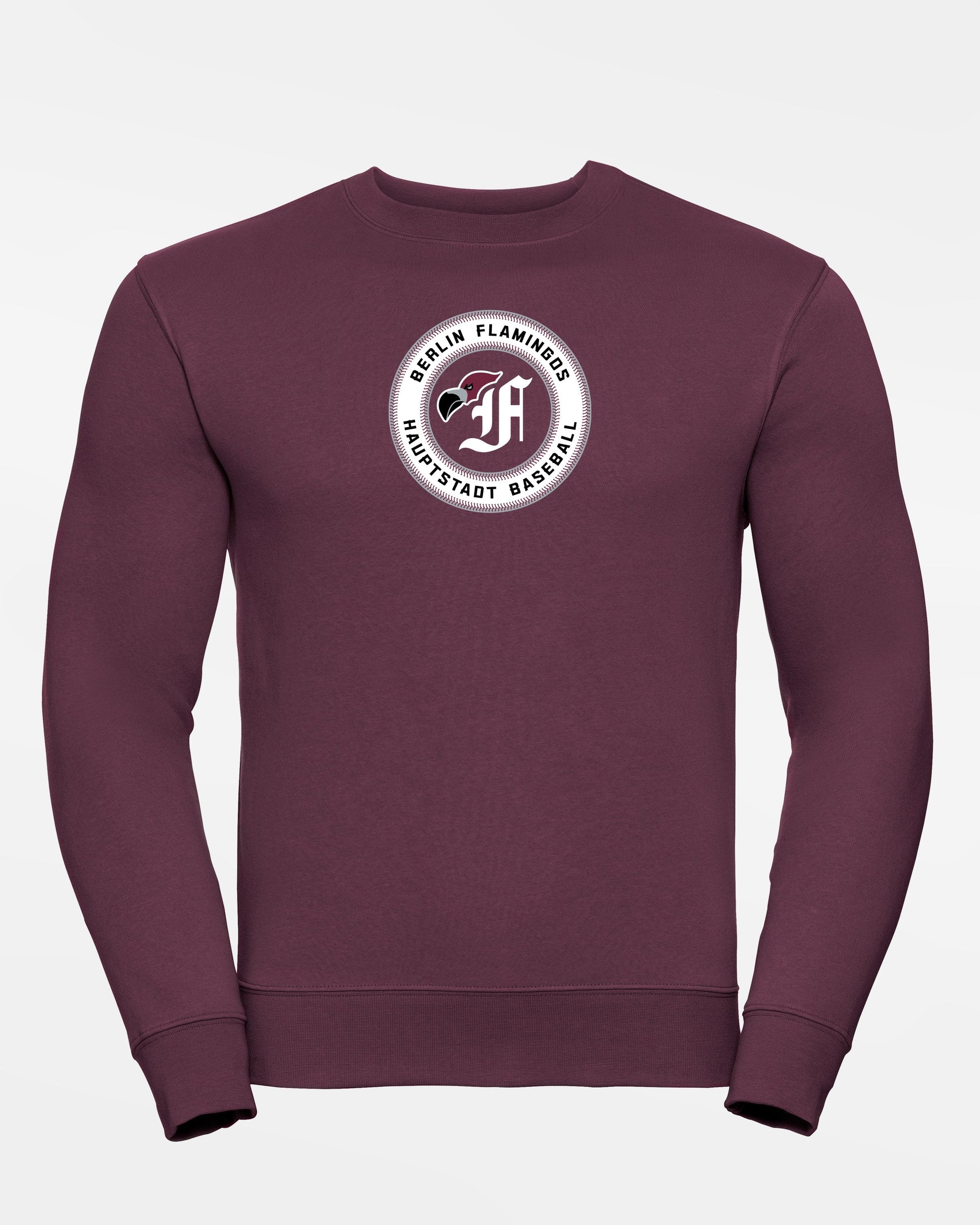 Russell Premium Heavy Sweater, "Berlin Flamingos", Crest Baseball, burgundy-DIAMOND PRIDE