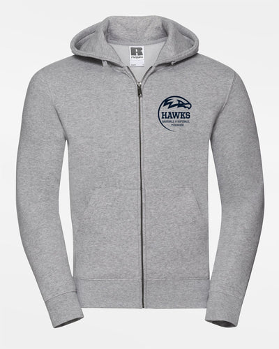 Russell Premium Heavy Zip-Hoodie "Tübingen Hawks", Crest, heather grau-DIAMOND PRIDE