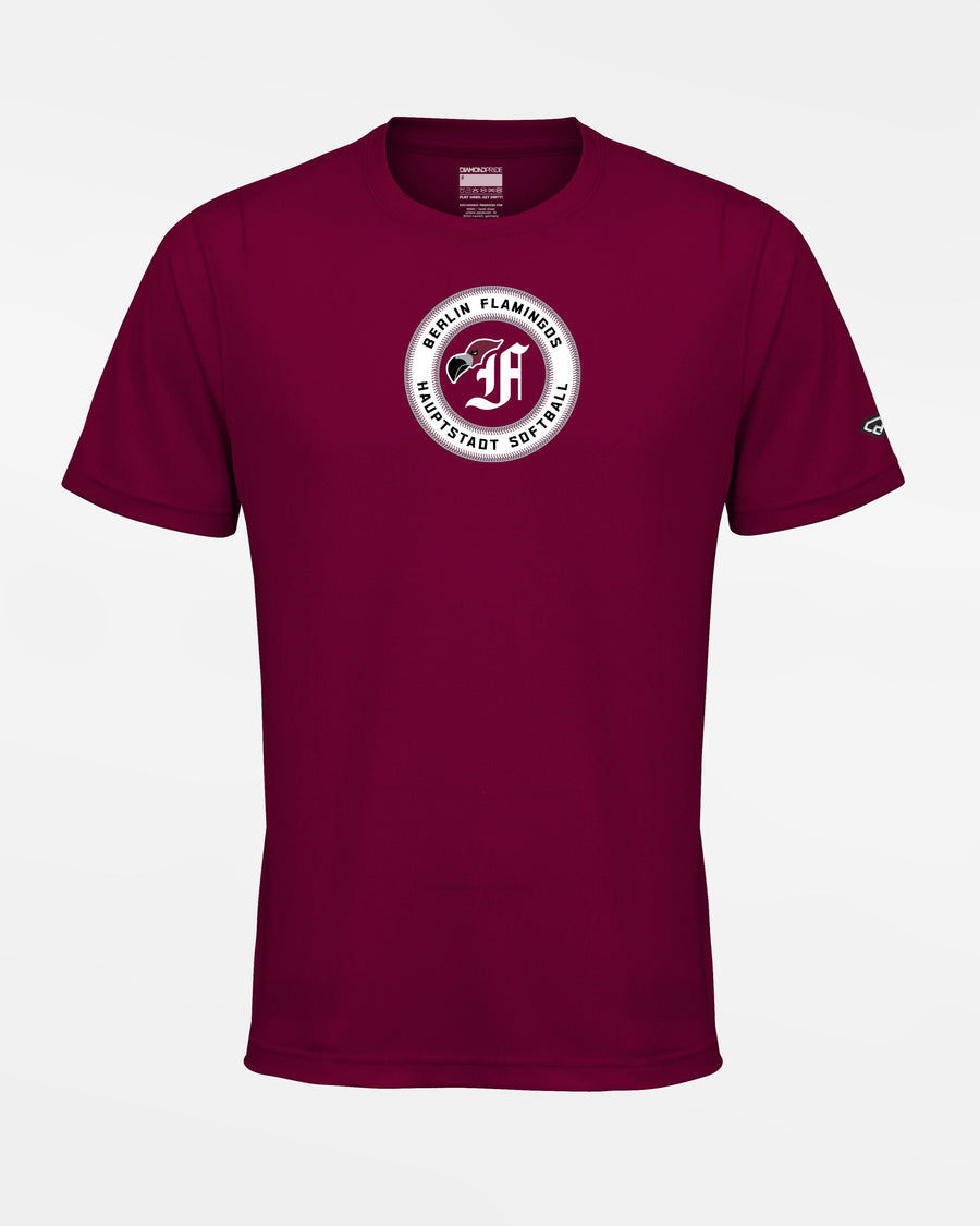 Diamond Pride Basic Functional T-Shirt "Berlin Flamingos", Crest Softball, burgundy-DIAMOND PRIDE