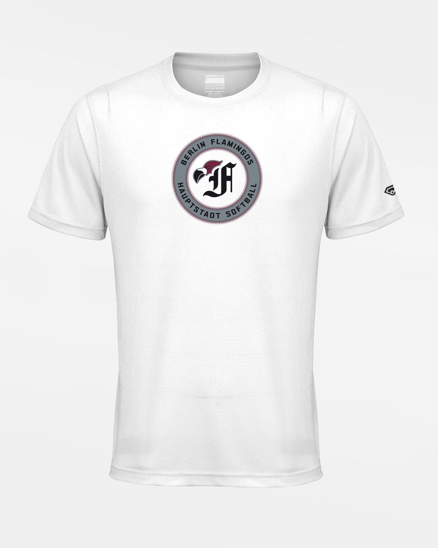 Diamond Pride Basic Functional T-Shirt "Berlin Flamingos", Crest Softball, weiss-DIAMOND PRIDE