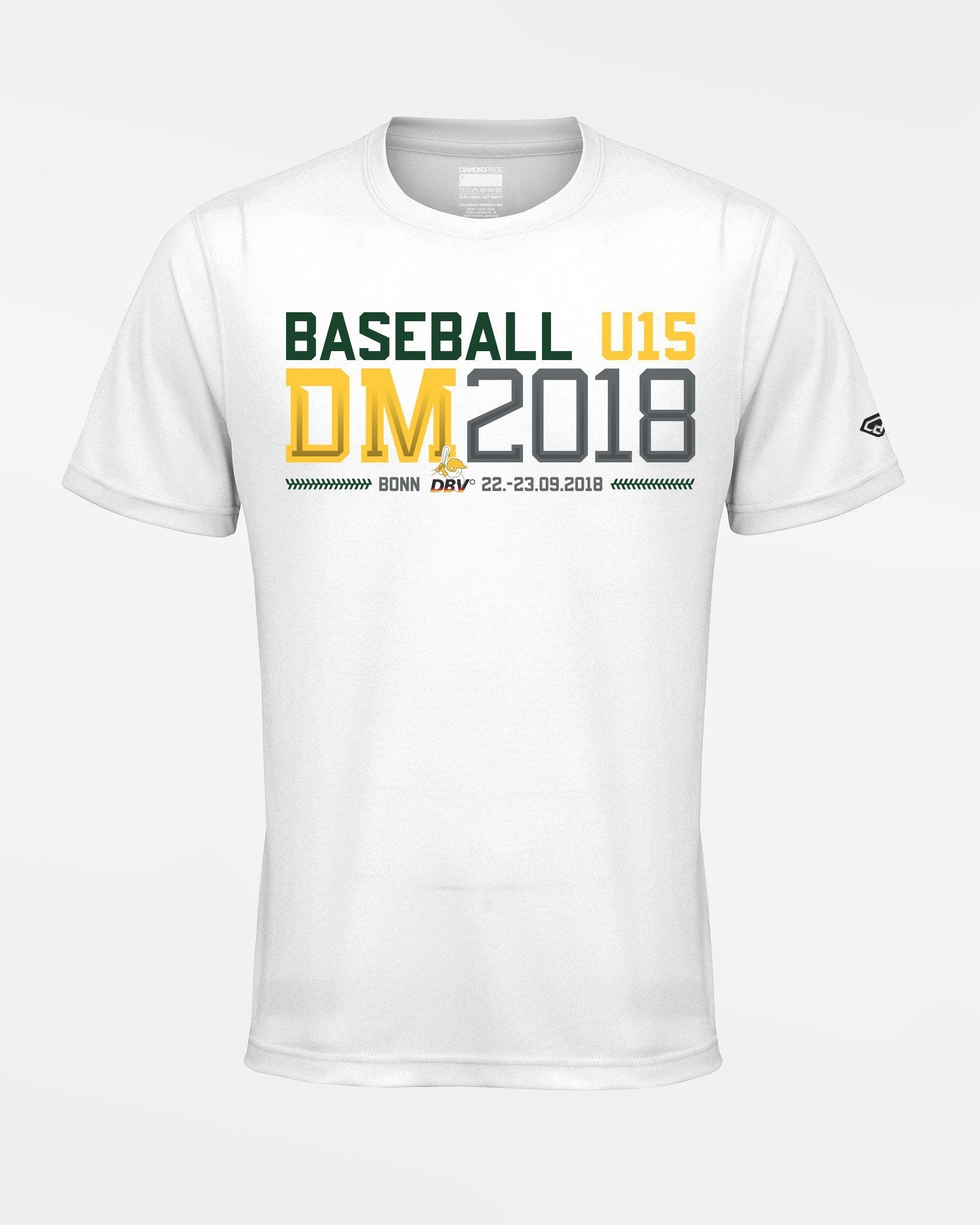 Diamond Pride Basic Functional T-Shirt "DM 2018 Baseball U15 Bonn", weiss-DIAMOND PRIDE