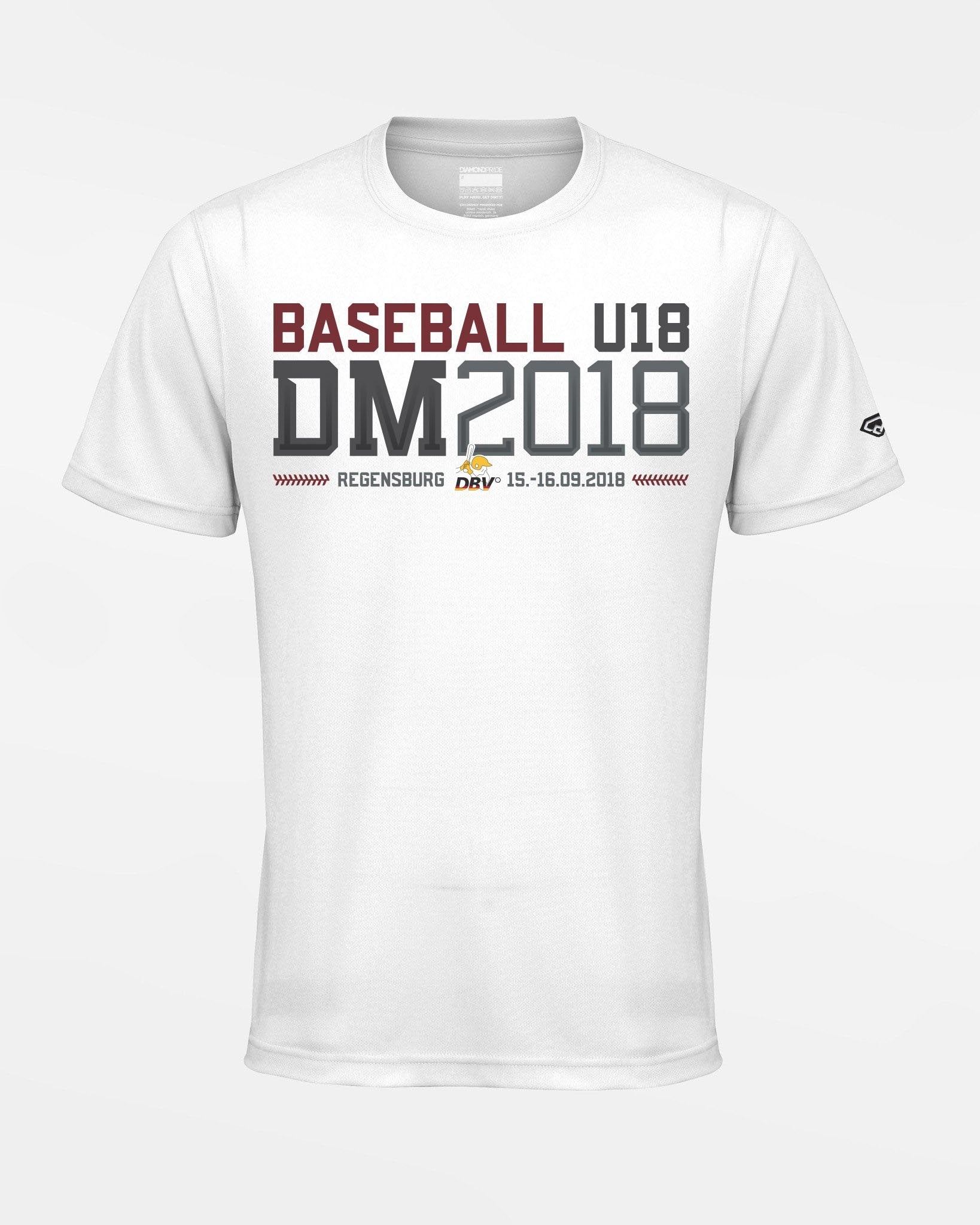 Diamond Pride Basic Functional T-Shirt "DM 2018 Baseball U18 Regensburg", weiss-DIAMOND PRIDE