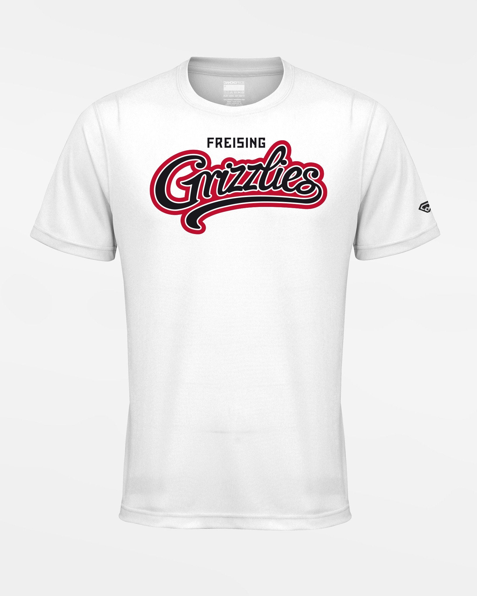 Diamond Pride Basic Functional T-Shirt "Freising Grizzlies", City Red, weiss-DIAMOND PRIDE