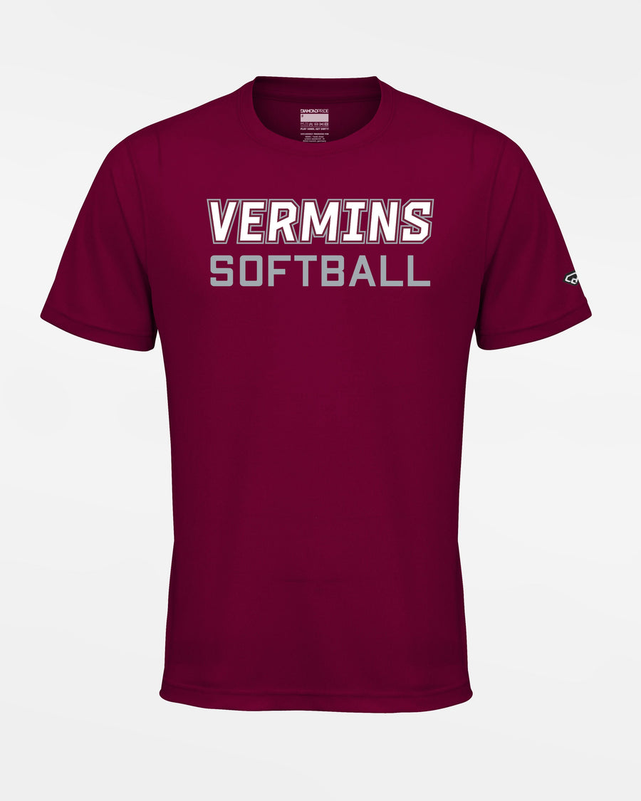 Diamond Pride Basic Functional T-Shirt "Wesseling Vermins", Softball, maroon-rot-DIAMOND PRIDE