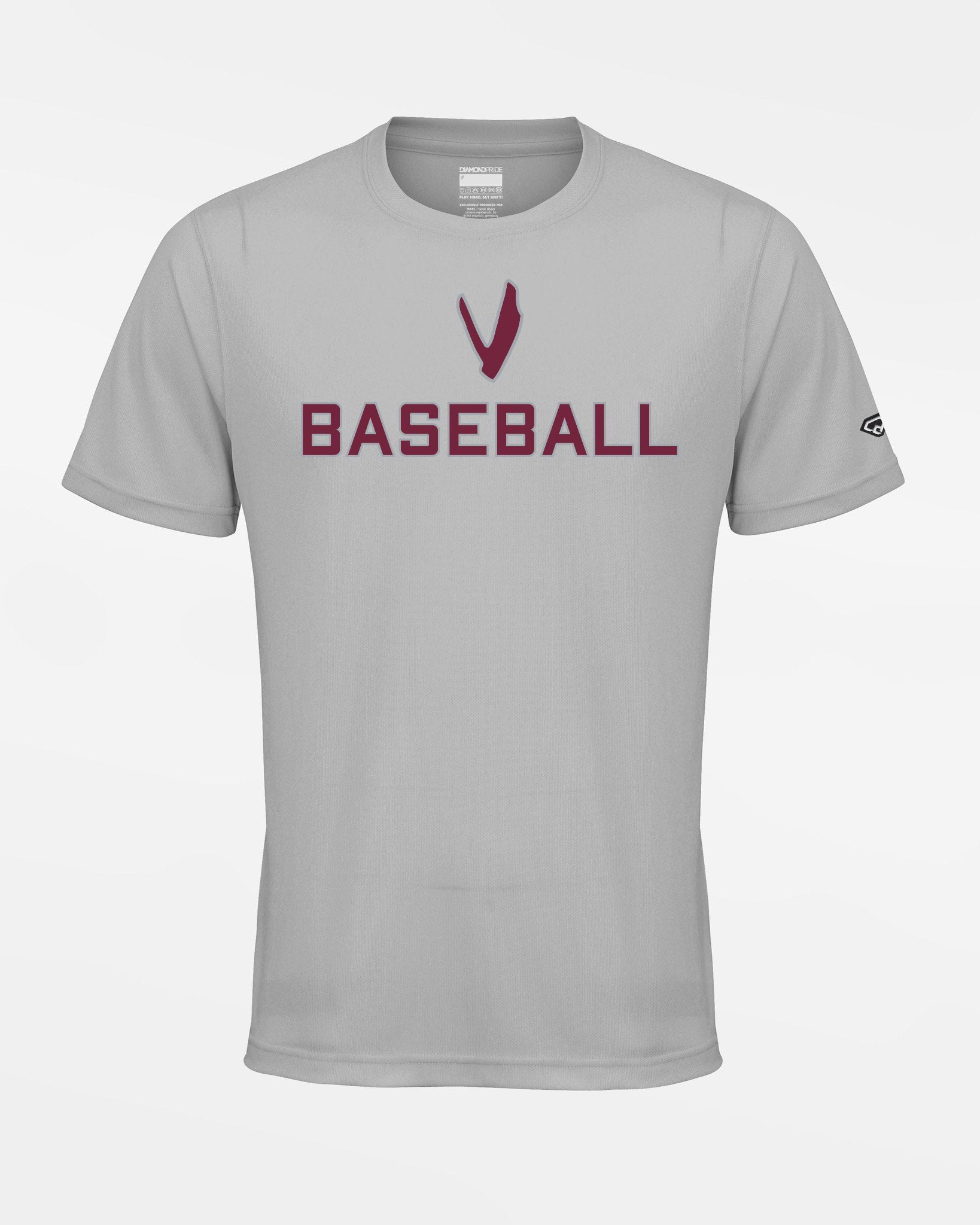 Diamond Pride Basic Functional T-Shirt "Wesseling Vermins", V & Baseball, grau-DIAMOND PRIDE