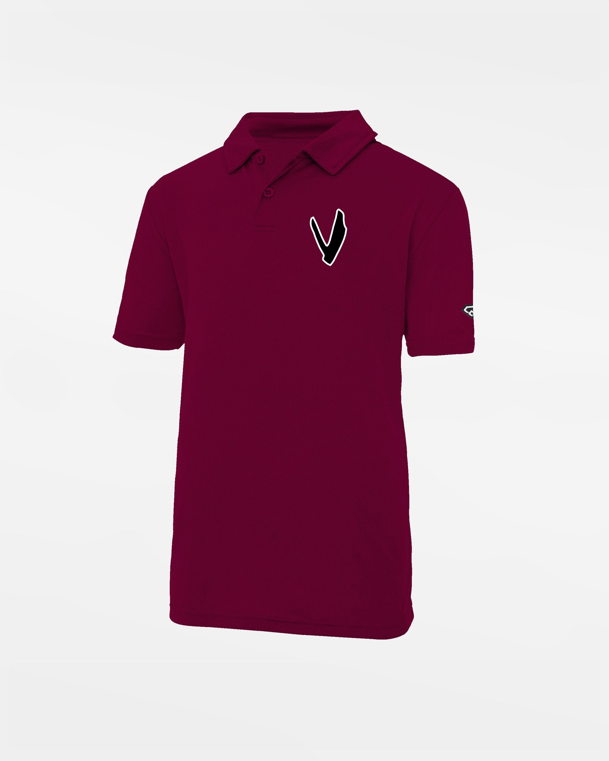 Diamond Pride Kids Basic Functional Polo-Shirt "Wesseling Vermins", V (blk), maroon-rot-DIAMOND PRIDE