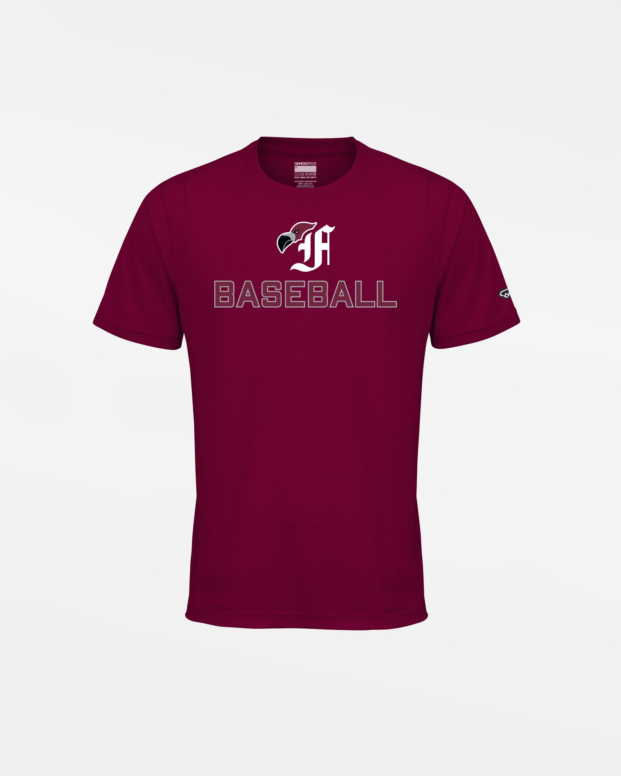 Diamond Pride Kids Basic Functional T-Shirt, "Berlin Flamingos", Bird & Baseball, burgundy-DIAMOND PRIDE