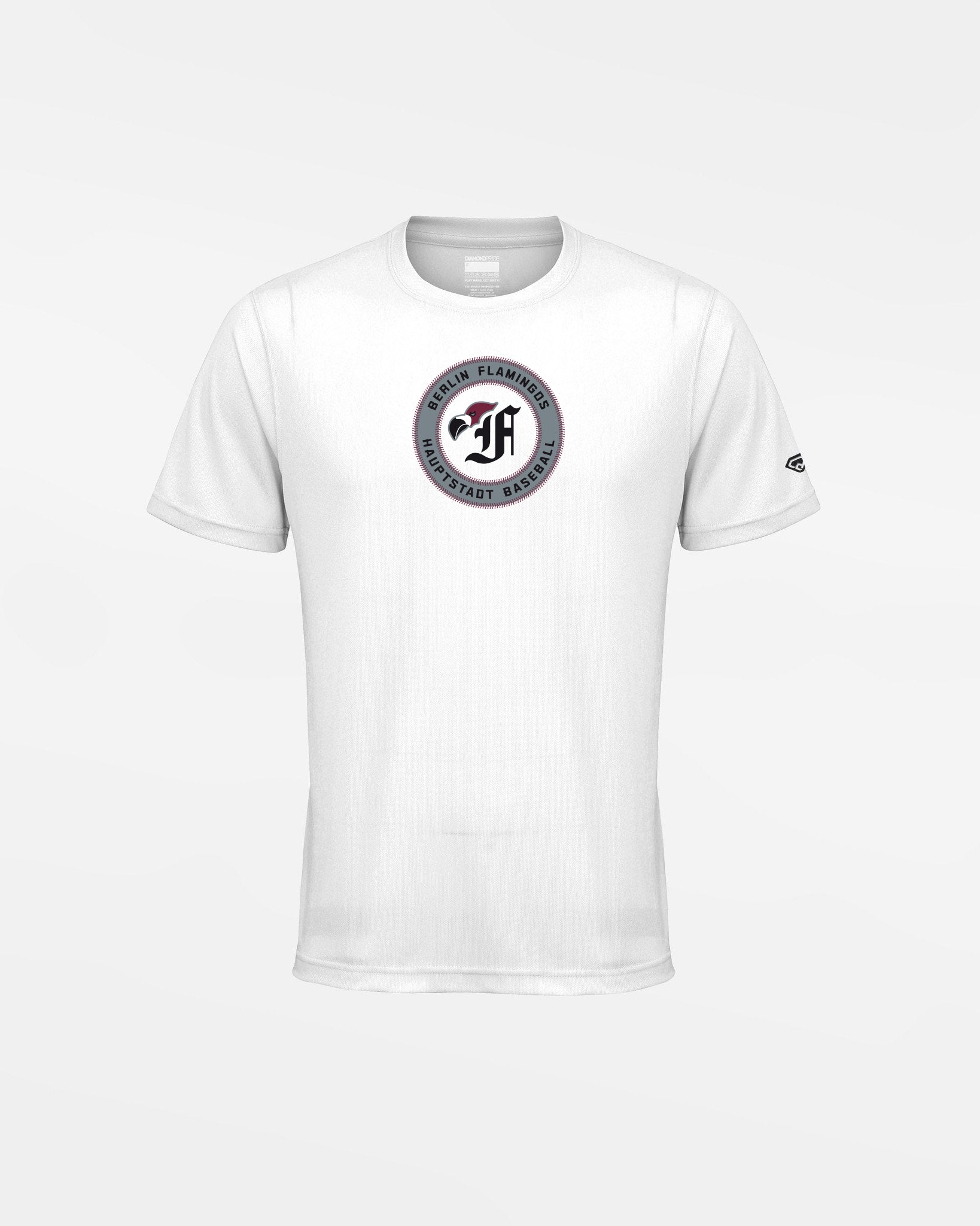 Diamond Pride Kids Basic Functional T-Shirt "Berlin Flamingos", Crest Baseball, weiss-DIAMOND PRIDE