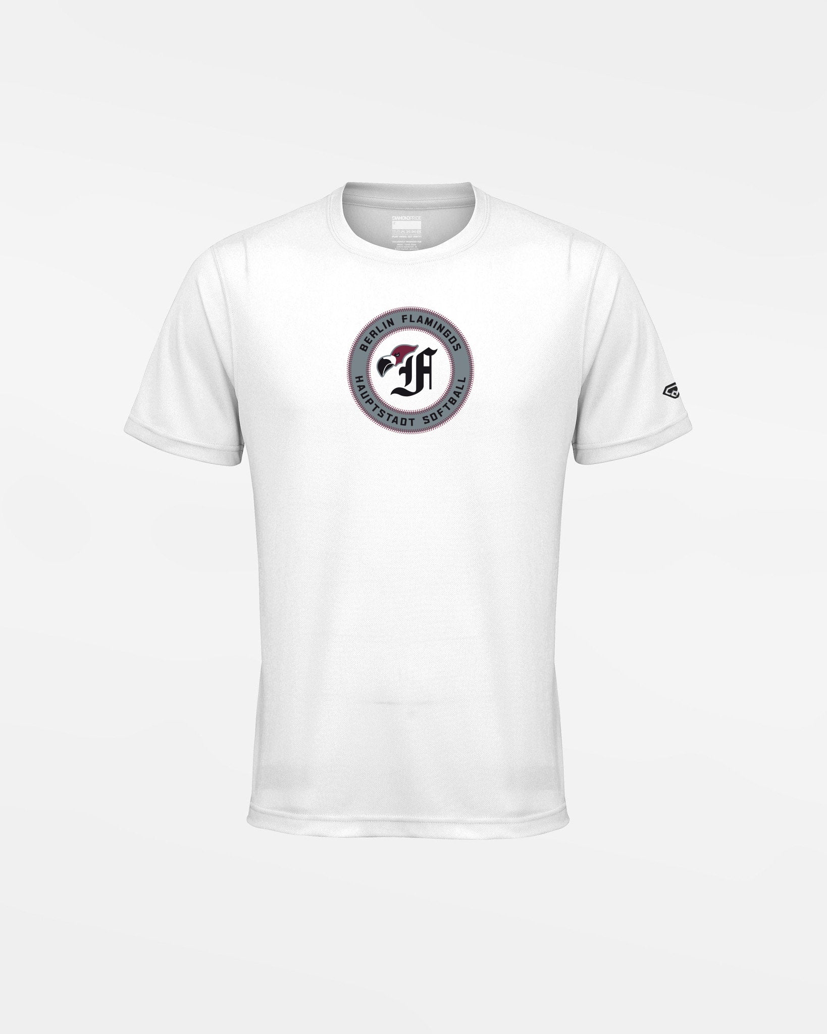 Diamond Pride Kids Basic Functional T-Shirt "Berlin Flamingos", Crest Softball, weiss-DIAMOND PRIDE