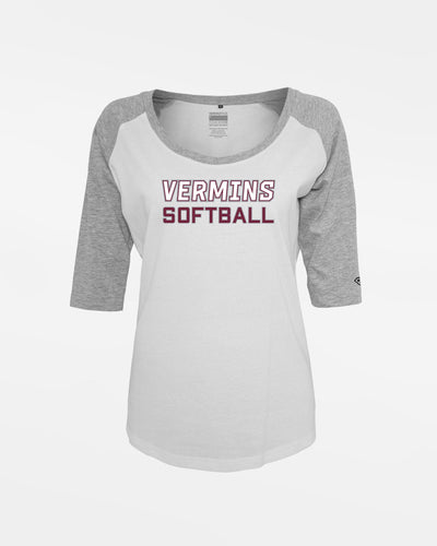 Diamond Pride Ladies 3/4 Contrast Raglan T-Shirt "Wesseling Vermins", Softball, weiss - heather grau-DIAMOND PRIDE