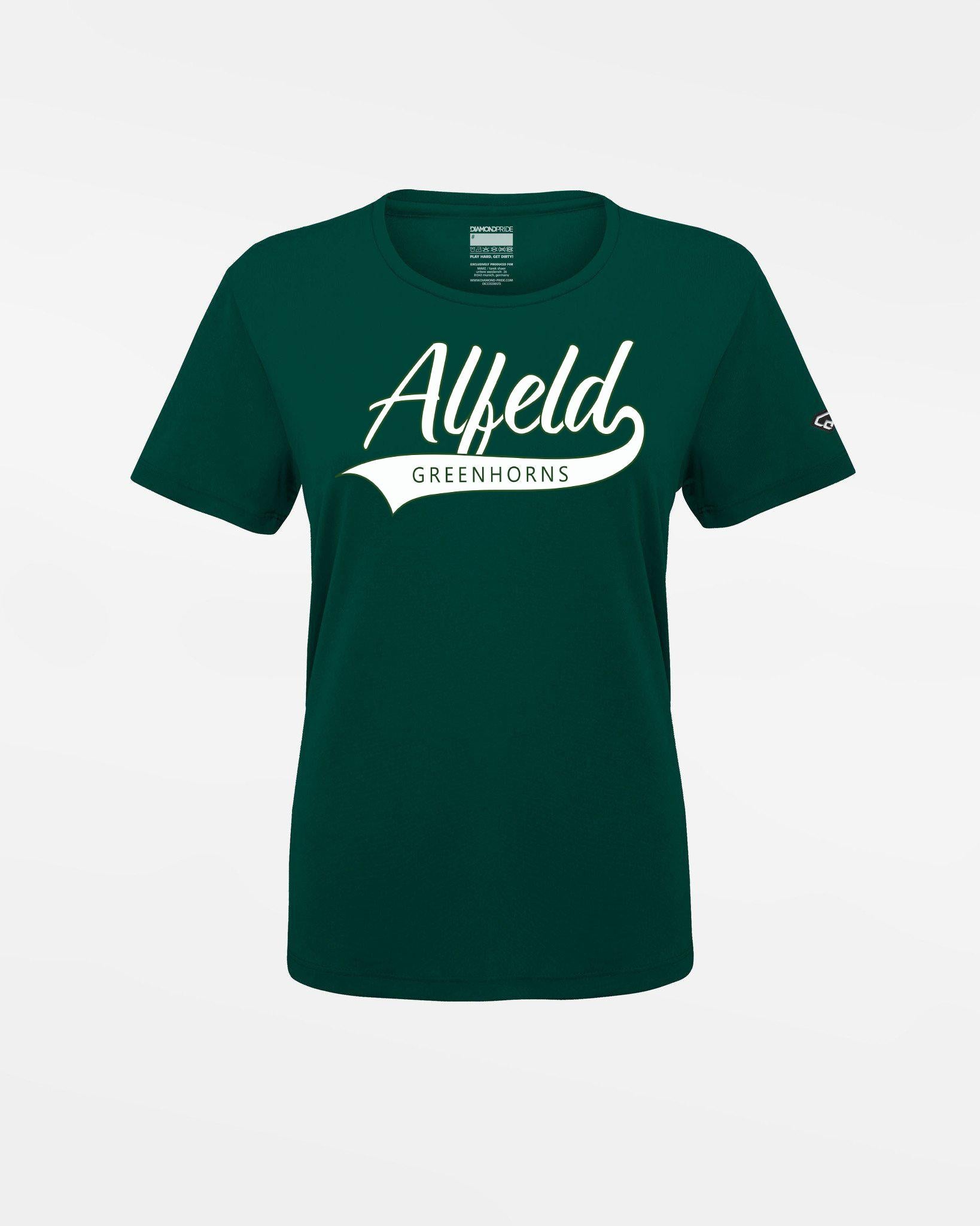 Diamond Pride Ladies Basic Functional T-Shirt "Alfeld Greenhorns", Script, dunkelgrün-DIAMOND PRIDE