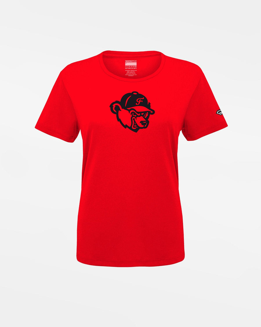 Diamond Pride Ladies Basic Functional T-Shirt "Freising Grizzlies", Black Bear, rot-DIAMOND PRIDE