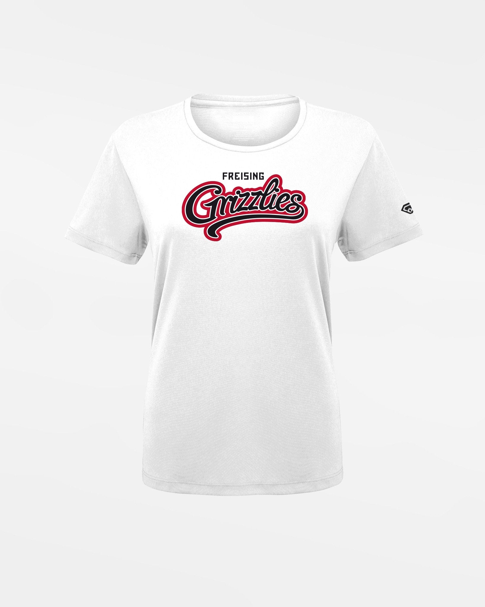 Diamond Pride Ladies Basic Functional T-Shirt "Freising Grizzlies", City Red, weiss-DIAMOND PRIDE