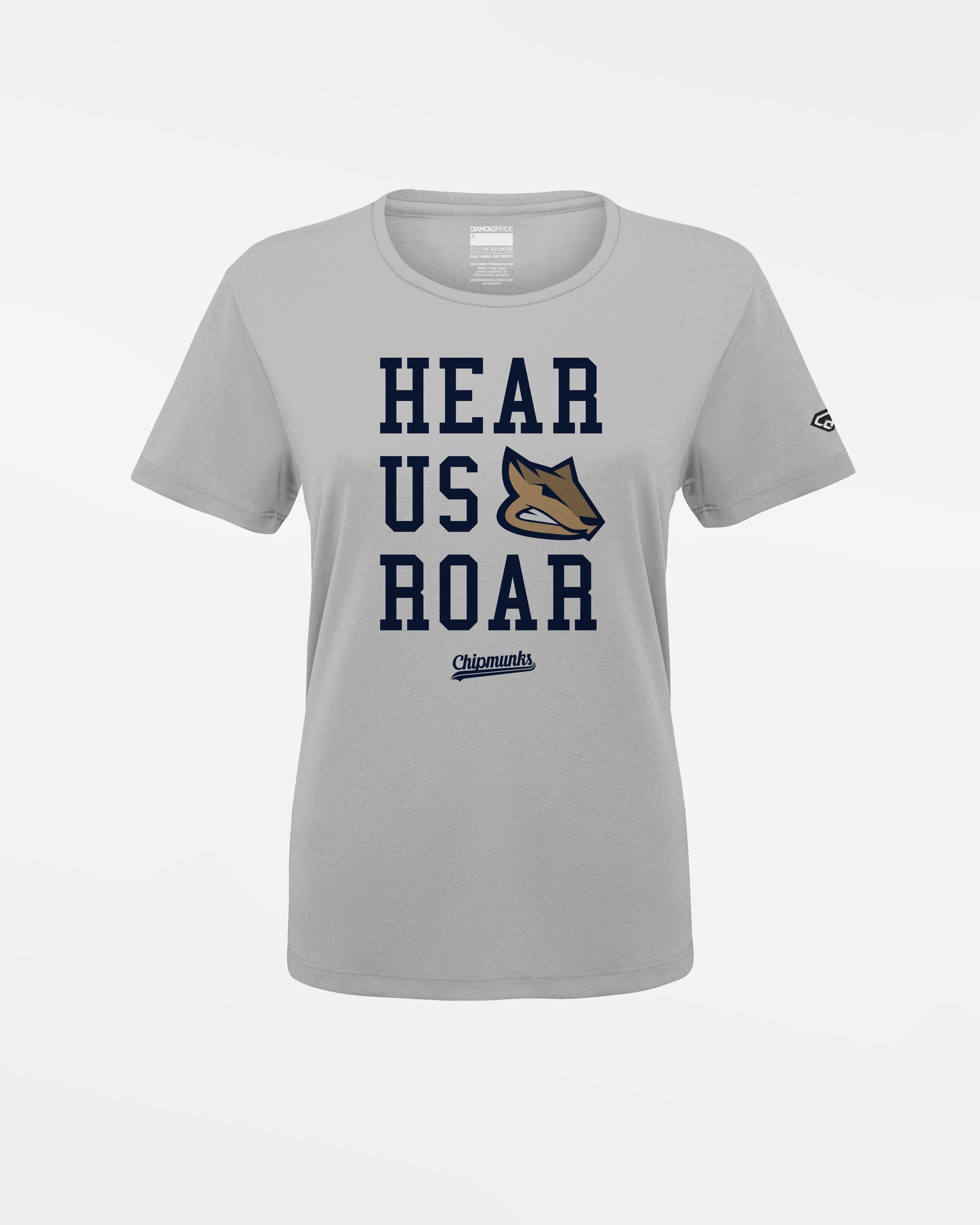 Diamond Pride Ladies Basic Functional T-Shirt "Hagen Chipmunks", Roar, grau-DIAMOND PRIDE