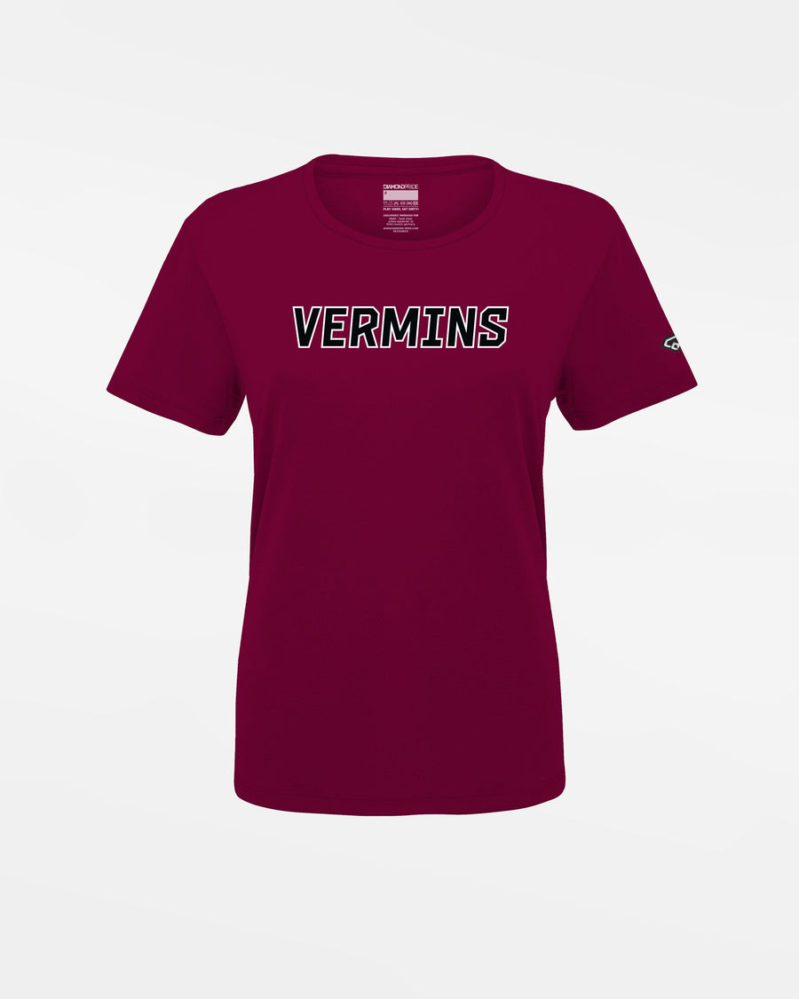 Diamond Pride Ladies Basic Functional T-Shirt "Wesseling Vermins", Vermins, maroon-rot-DIAMOND PRIDE