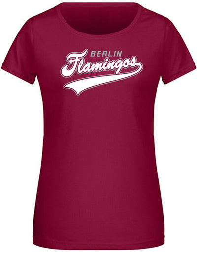 Diamond Pride Ladies Premium Light T-Shirt, "Berlin Flamingos", Script, weinrot-DIAMOND PRIDE