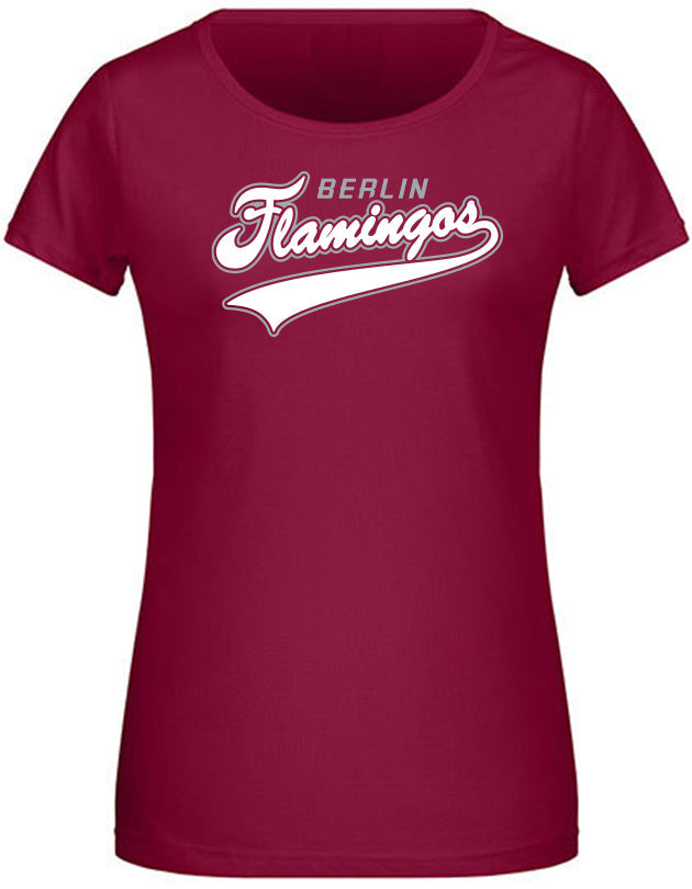 Diamond Pride Ladies Premium Light T-Shirt, "Berlin Flamingos", Script, weinrot-DIAMOND PRIDE