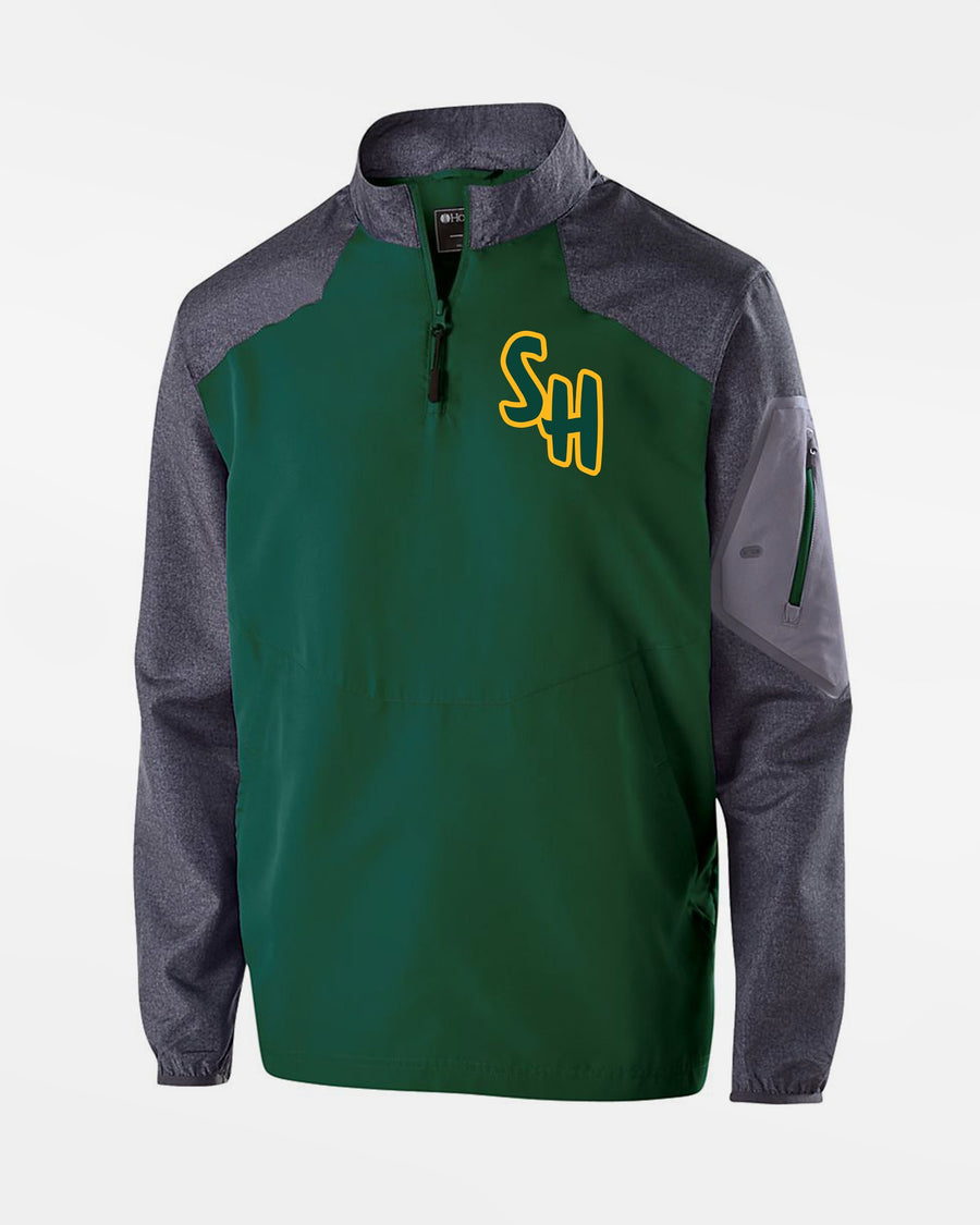 Holloway Raider Warmup Longsleeve Pullover "Saarlouis Hornets", SH, dunkelgrün - grau-DIAMOND PRIDE