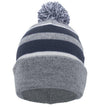 Pacific PomPom-Beanie, grau-navy blau-weiss-DIAMOND PRIDE