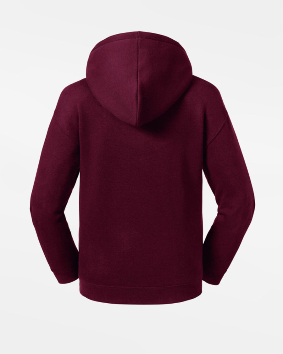 Russell Kids Premium Heavy Hoodie, "Berlin Flamingos", Script, burgundy-DIAMOND PRIDE