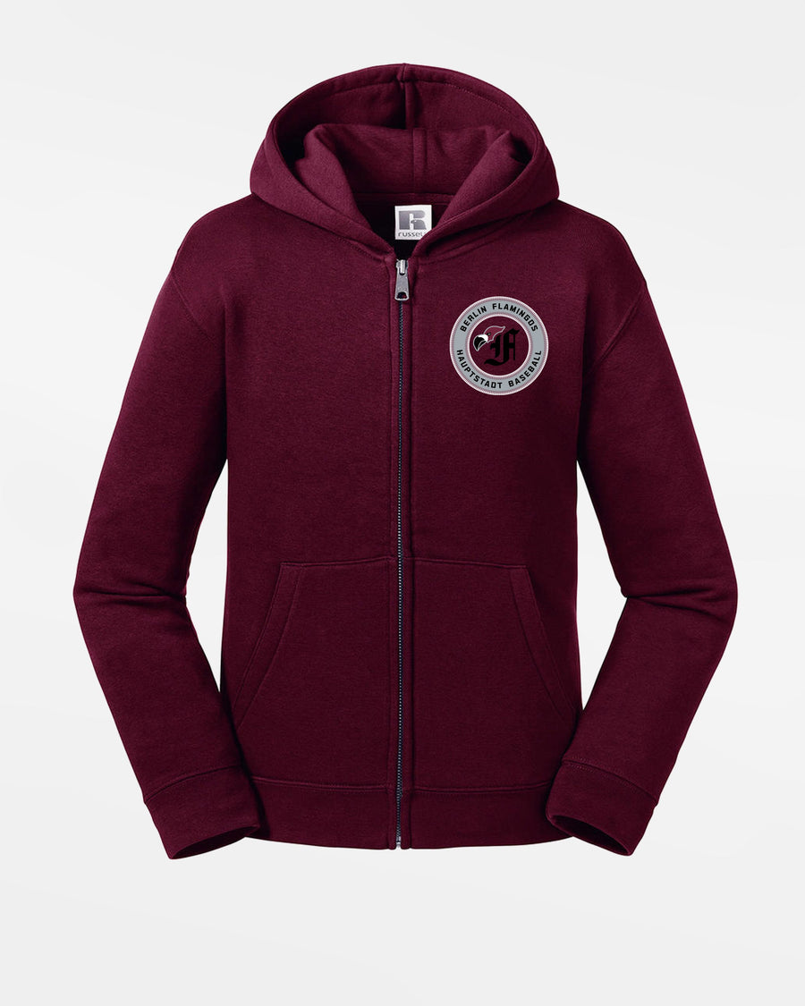 Russell Kids Premium Heavy Zip-Hoodie, "Berlin Flamingos", Crest Baseball, burgundy-DIAMOND PRIDE