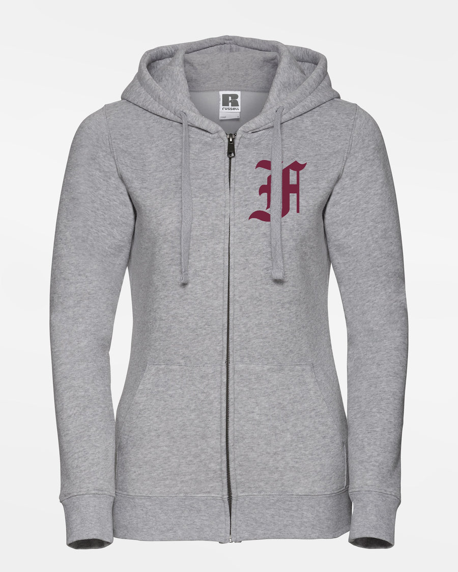 Russell Ladies Premium Heavy Zip-Hoodie, "Berlin Flamingos", F, heather grau-DIAMOND PRIDE