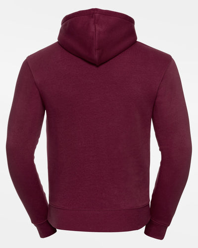 Russell Premium Heavy Hoodie, "Berlin Flamingos", Script, burgundy-DIAMOND PRIDE