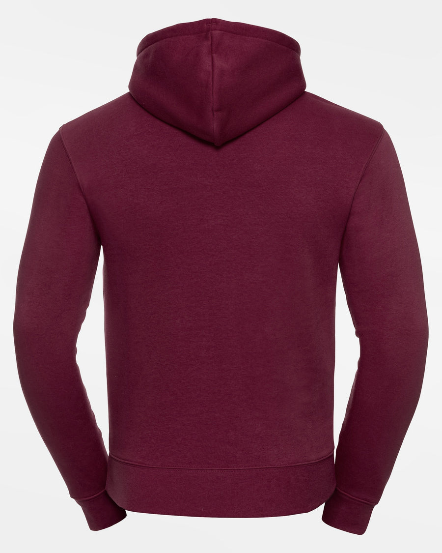 Russell Premium Heavy Hoodie, "Berlin Flamingos", Script, burgundy-DIAMOND PRIDE