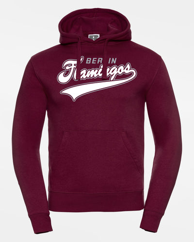 Russell Premium Heavy Hoodie, "Berlin Flamingos", Script, burgundy-DIAMOND PRIDE