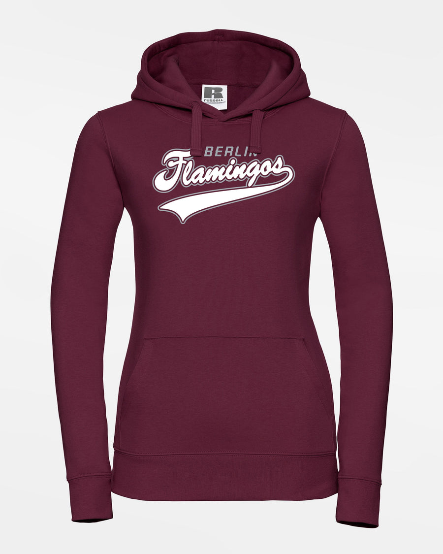 Russell Premium Ladies Heavy Hoodie, "Berlin Flamingos", Script, burgundy-DIAMOND PRIDE