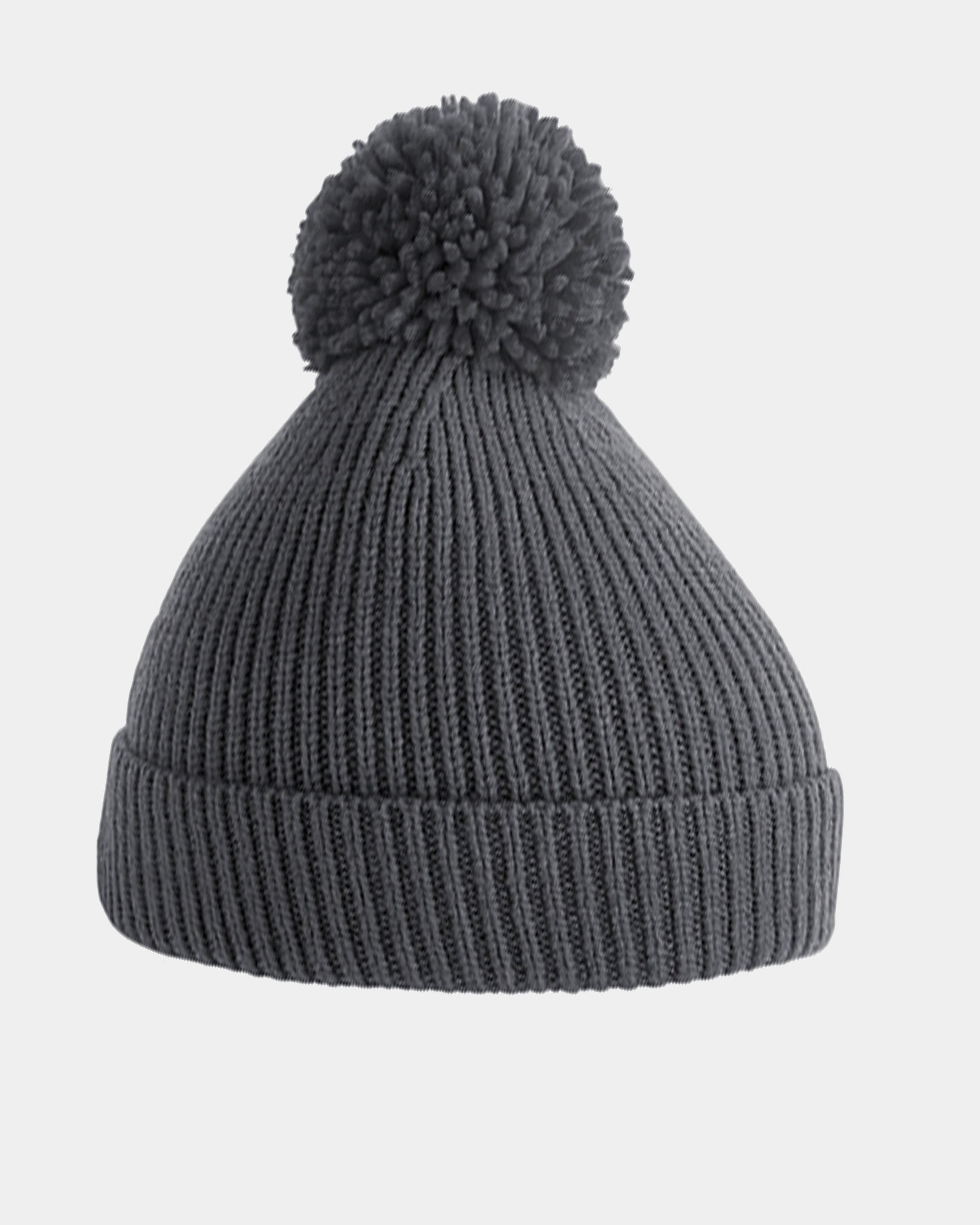 Diamond Pride Basic Knit-Ribbed PomPom-Beanie, dunkelgrau-DIAMOND PRIDE