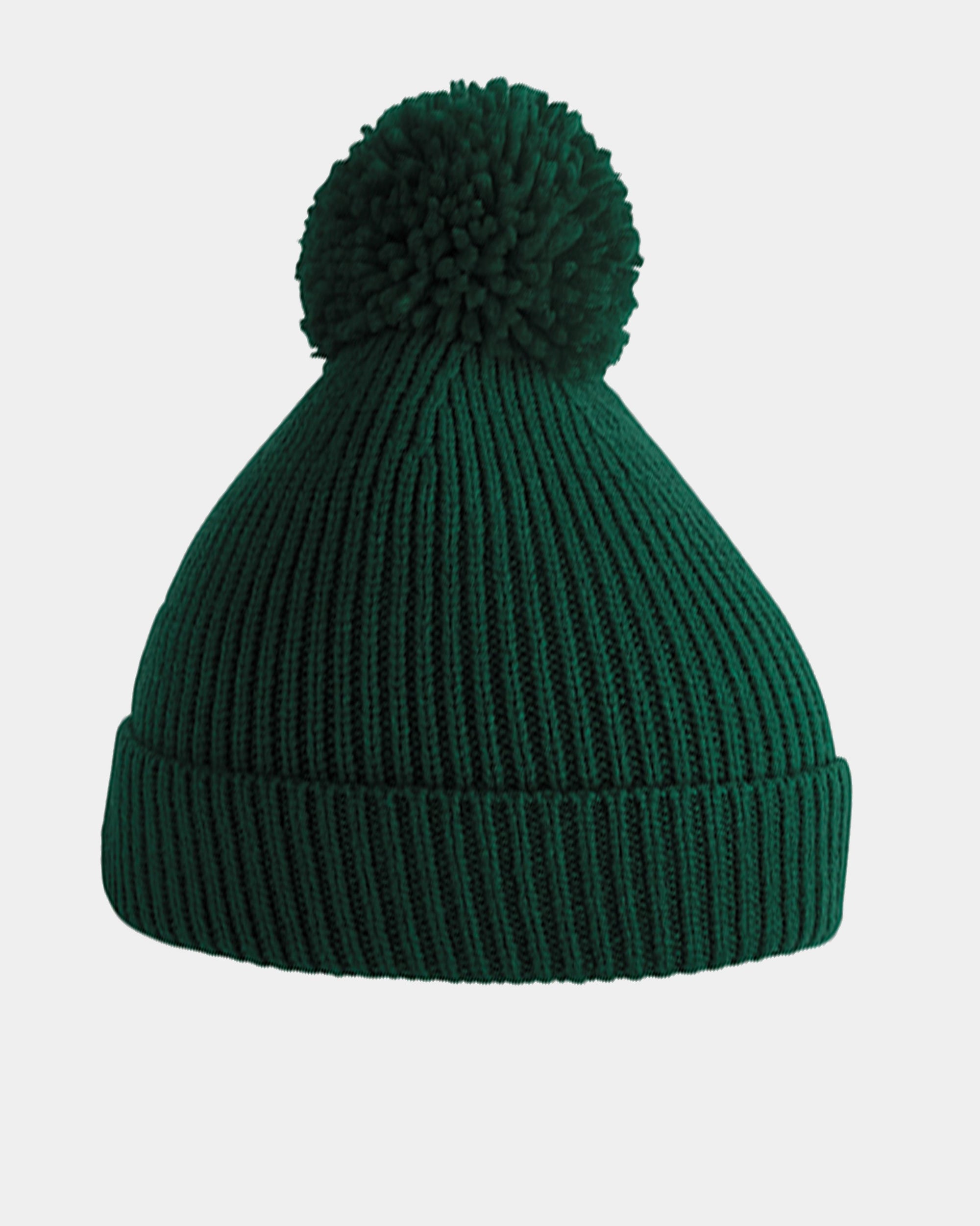 Diamond Pride Basic Knit-Ribbed PomPom-Beanie, dunkelgrün-DIAMOND PRIDE
