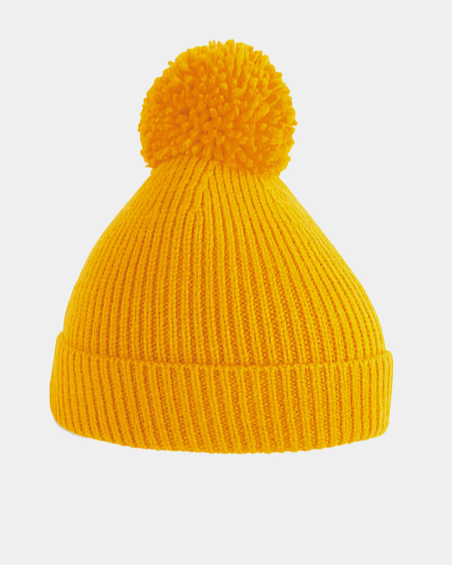 Diamond Pride Basic Knit-Ribbed PomPom-Beanie, gelb-DIAMOND PRIDE